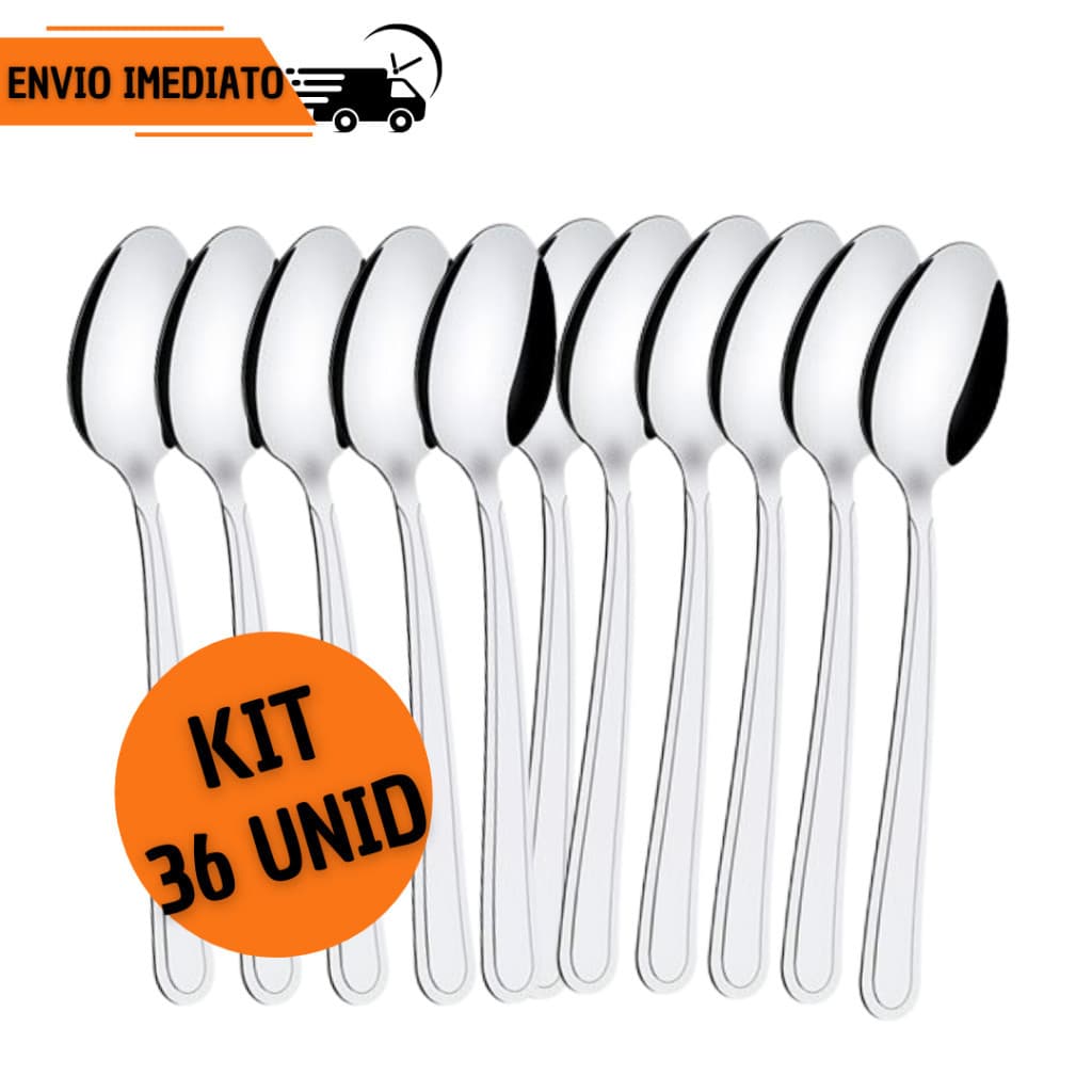 Kit 36 Colher Sopa Jogo Mesa Talher Inox Conjunto Jantar Refeição Bar Restaurante