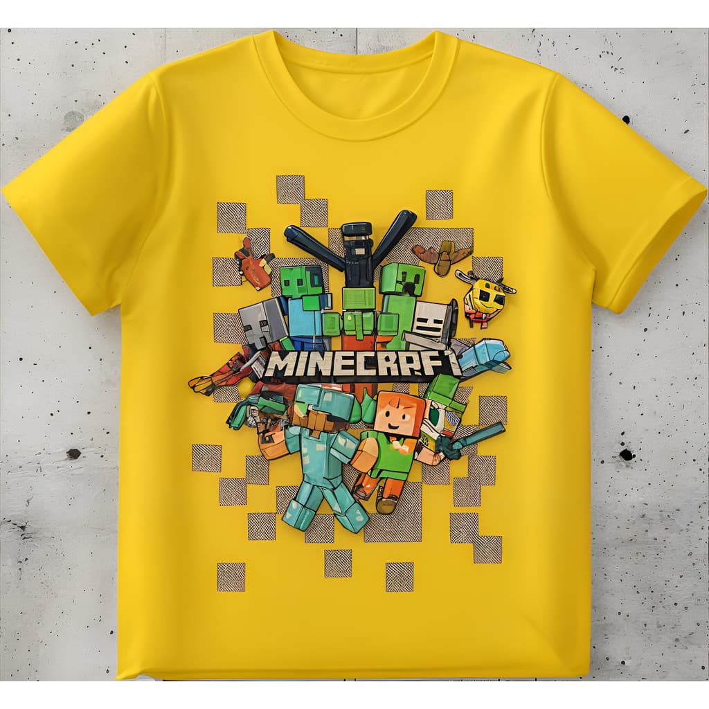 Camisa Infantil Camiseta Minecraft Todos Os Personagens 100% Algodão Envio Imediato