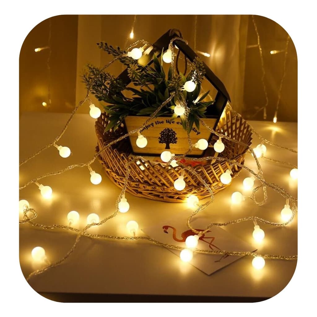 Cordão Led 40 Bolinhas 4,5 Metros Luz Fixa Com Macho/fêmea Cor Das Luzes Branco Quente 127/220V