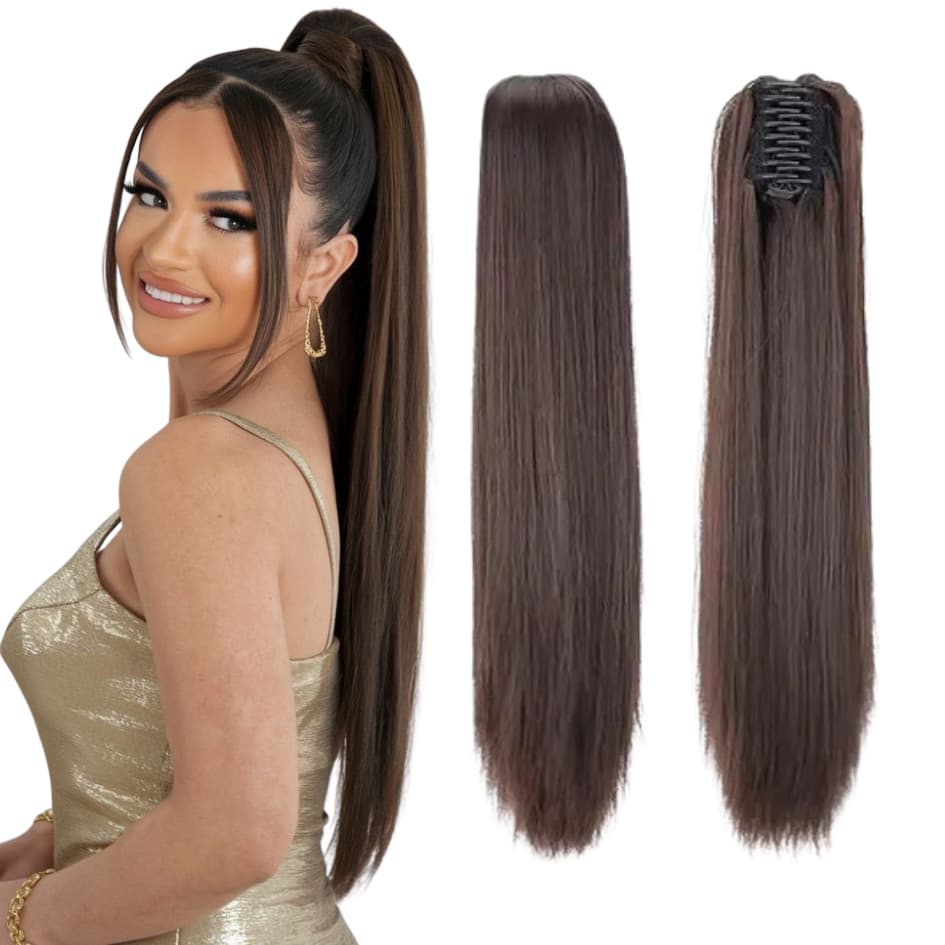 Aplique rabo de cavalo Liso com Presilha/Piranha Rabo de Cavalo Longo fibra bio Orgânica Premium