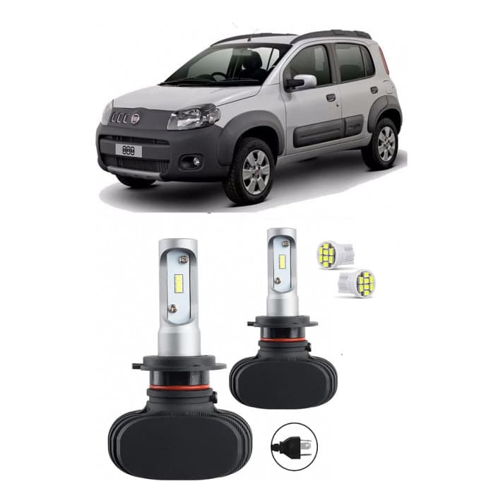 Par Lampada Ultraled Farol Fiat Uno Vivace 2011 A 2015 6000k H4 Branco Branco