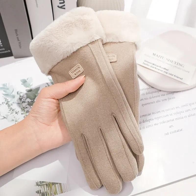 Mulheres Inverno Grosso Luvas De Pelúcia Moda Camurça Quente Ao Ar Livre Guantes Senhora Touchscreen Condução Esportes C