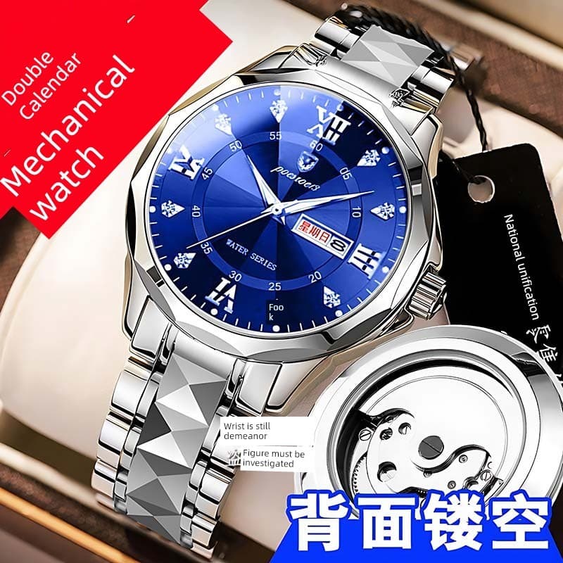 relogio masculino Genuíno autêntico automático puro relógio mecânico turbilhão oco relógio de aço inoxidável masculino l