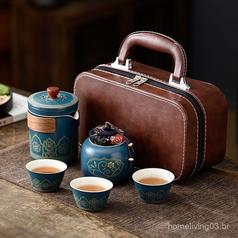 Conjunto de Chá Portátil para Viagem, Conjunto de Chá Kung Fu Estilo Japonês, Xícara de Chá Rápida para Uso Externo, Pre