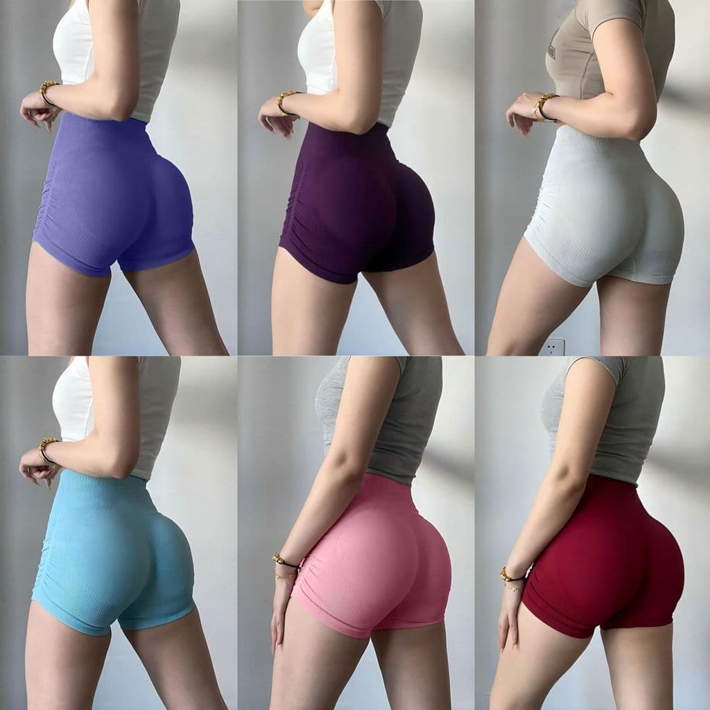Rosca de secagem rápida magro pêssego nádegas Shorts esportivos correndo pular corda calças de Fitness feminino cintura