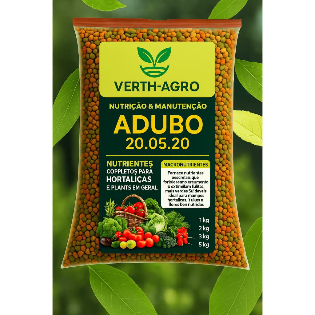 Adubo Fertilizante Hortaliças Premium NPK 20-05-20 Enraizamento e Nutrição e Manutenção Verthagro