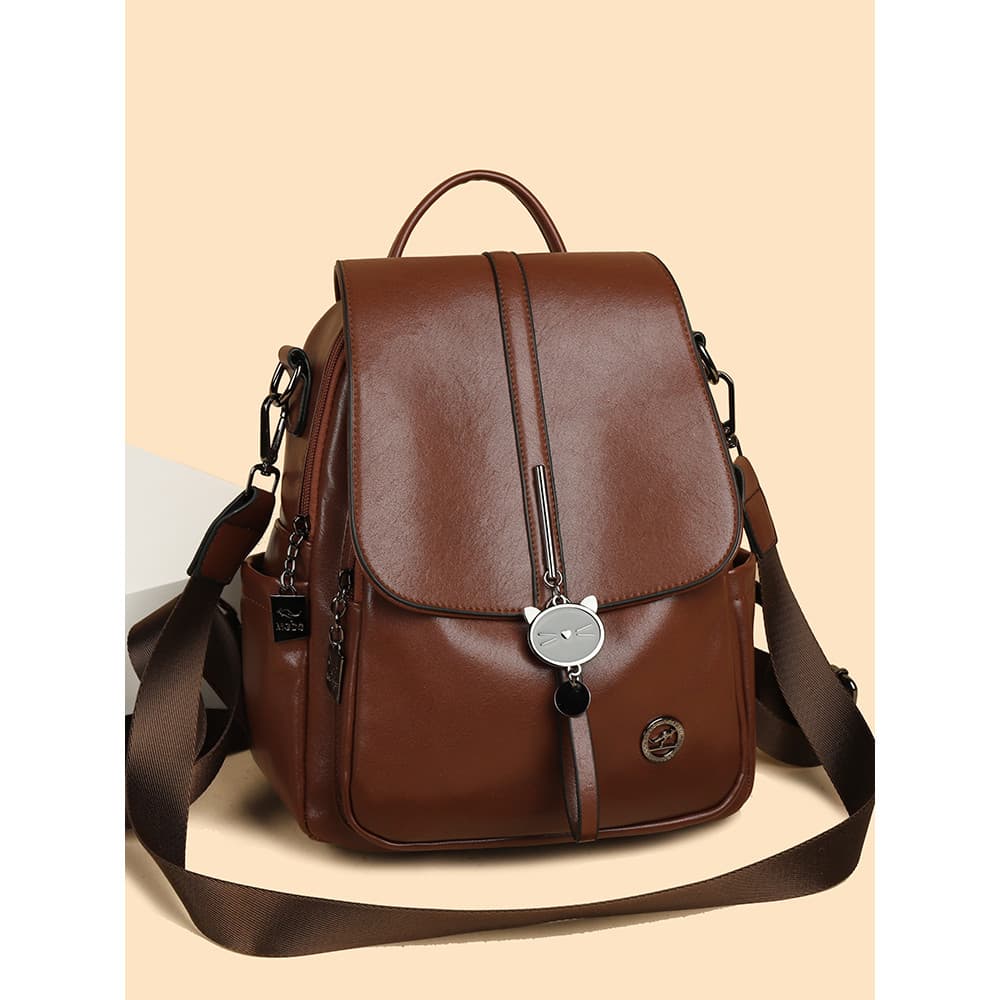 Mochila de couro genuíno feminina 2026 primavera novo estilo moda Casual All-Match couro macio viagem grande capacidade