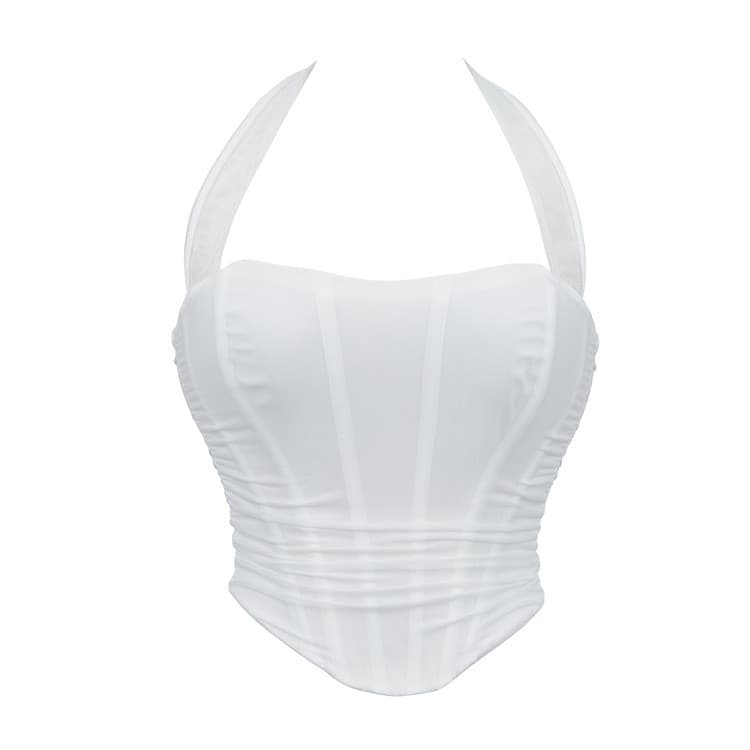 Festa de férias novo estilo gaze respirável duplo estilingue pescoço senhoras tubo superior corpo moldar topo fornecimen