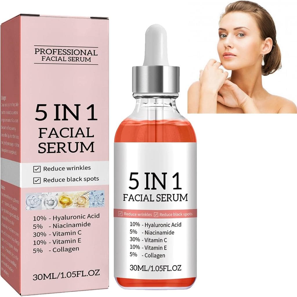 Sérum Facial com 30% de Vitamina C, Cuidados com a Pele com 10% de Ácido Hialurônico e Vitamina E, Sérum Facial 5 em 1,