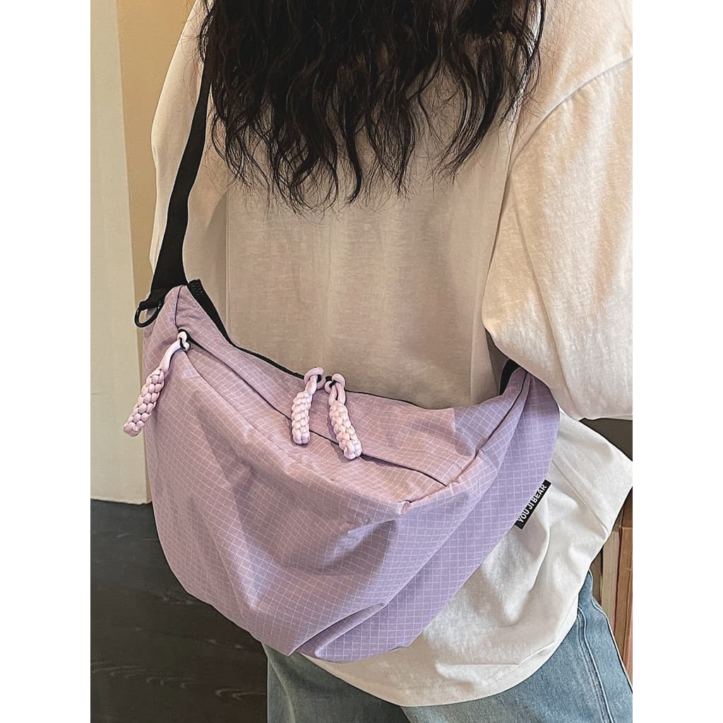 Simples xadrez bolsa de lona feminina 2026 novo estilo diário All-Match Commuter saco do mensageiro grande capacidade om