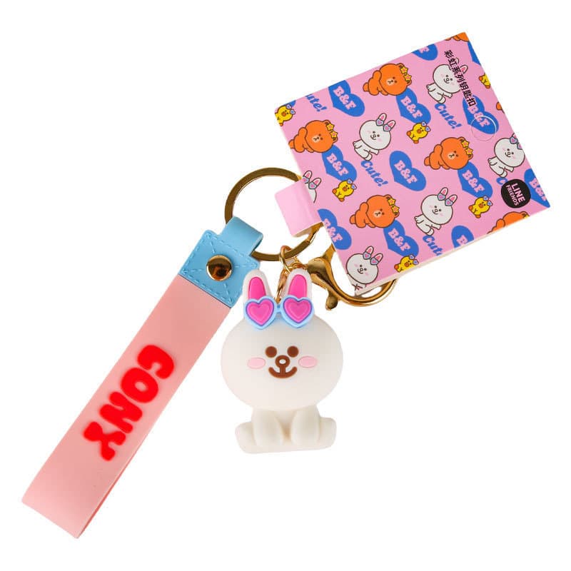 Bonito Urso Marrom Arco-Íris Chaveiro Dos Desenhos Animados Cony Coelho Casal Saco Pingente Pequeno Presente Acessório D