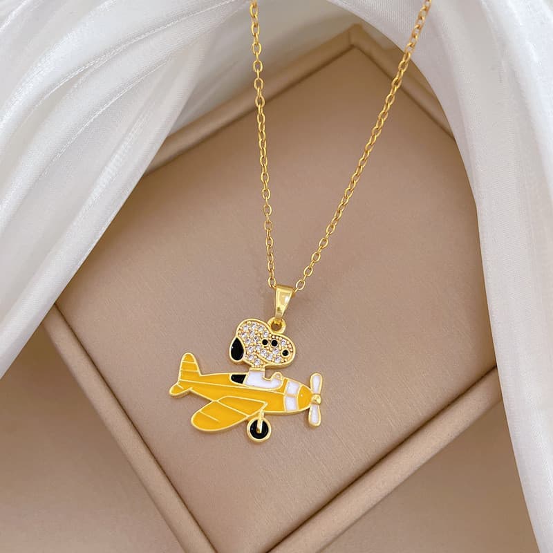 Avião filhote de cachorro estilo minimalista lindo lindo colar de diamante completo feminino All-Match clavícula