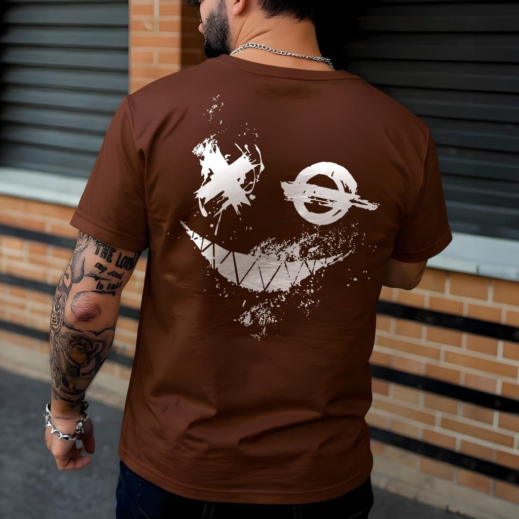 Camiseta Masculina 100% Algodão Estampa Sorriso Coringa Casual Camisa Dia A Dia Confortável
