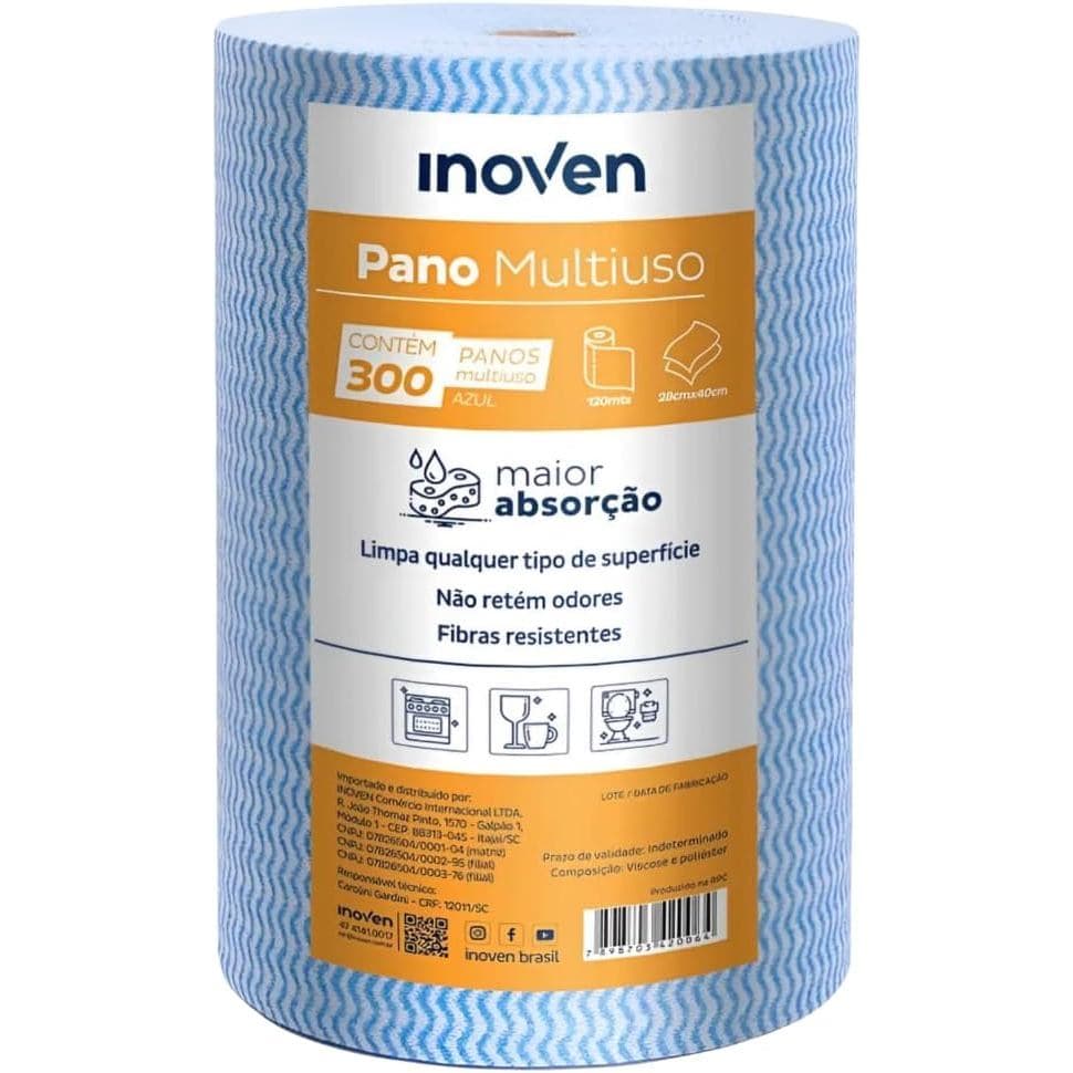 Pano Rolo Multiuso Azul 28x40cm 120m 300und - Inoven