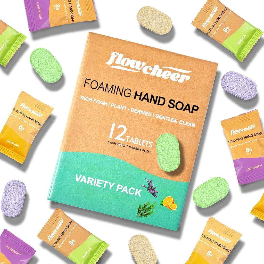 Refil de Sabonete Espumante para Mãos Flowcheer, Pacote com 12 (Produz 12 x 9 fl oz), Refil de Sabonete Ecológico para M