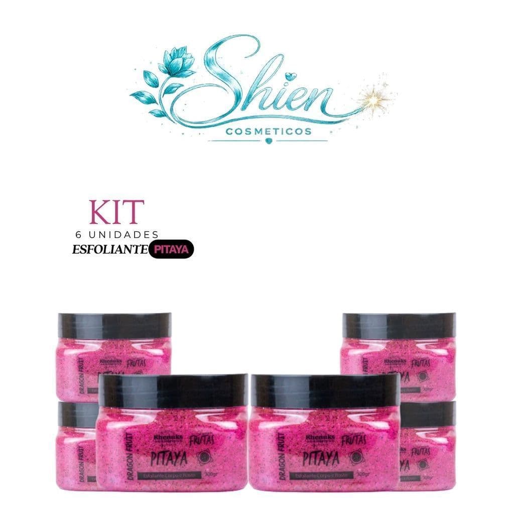 Kit 6 Esfoliante Frutas Corpo E Rosto Pitaya 300G Rhenuks (Afilhado)