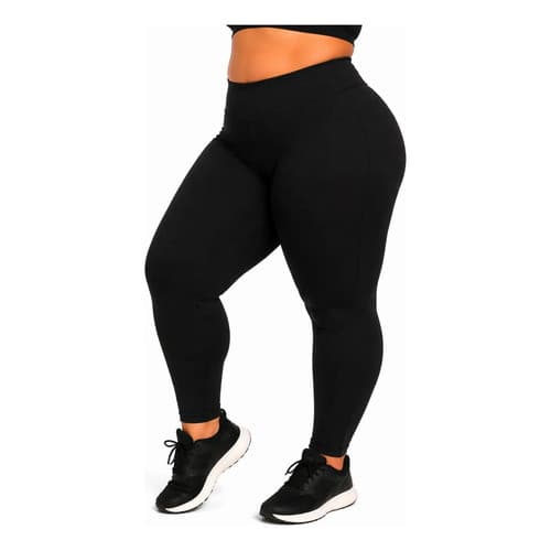 Calça Legging Poliamida Sem Costura Confortável Academia Leg Preto Lisa G1