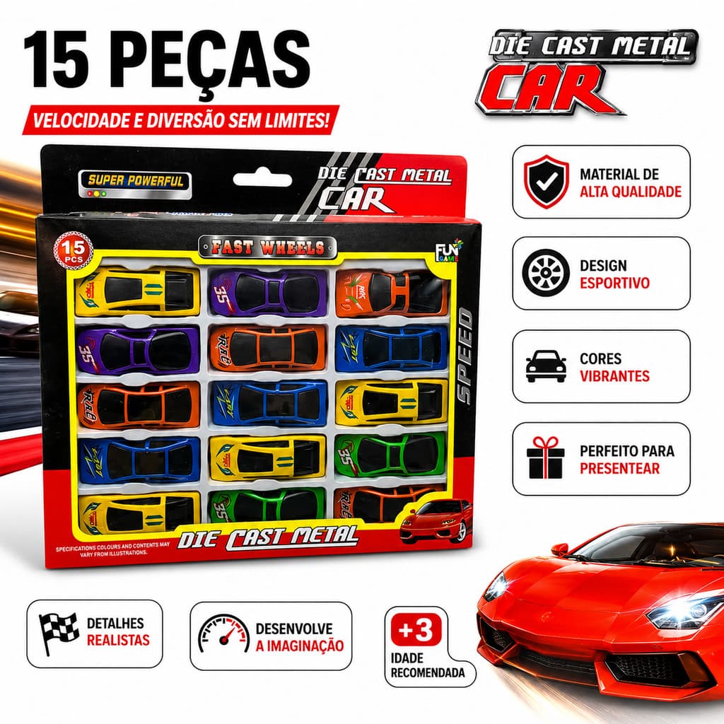 KIT DE CARRINHOS - MINI CARROS COLECIONÁVEIS BRINQUEDO