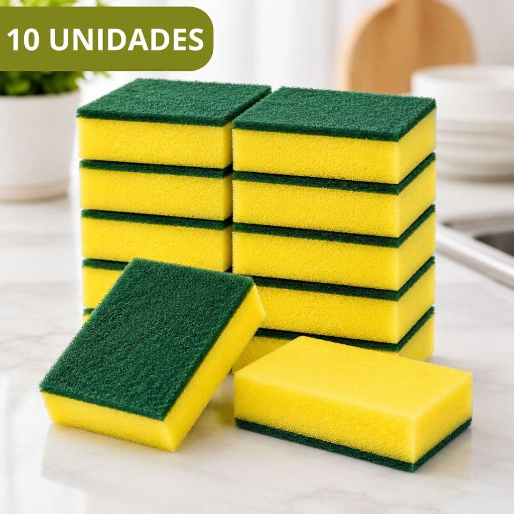 KIt 10 Unidades de Esponja Lava Louça Multiuso Espuma & Poliuretano