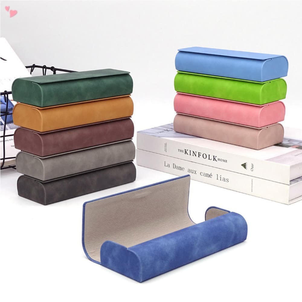 Estojo De Óculos De Couro PU Fosco Vintage , Caixa Portátil De Armazenamento Sol Anti-Pressão , Bolsa Rígida Multicolori