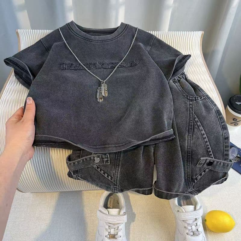 Roupas infantis meninos roupas ternos e ternos versão coreana bonito manga curta verão High-End frito rua camiseta Short