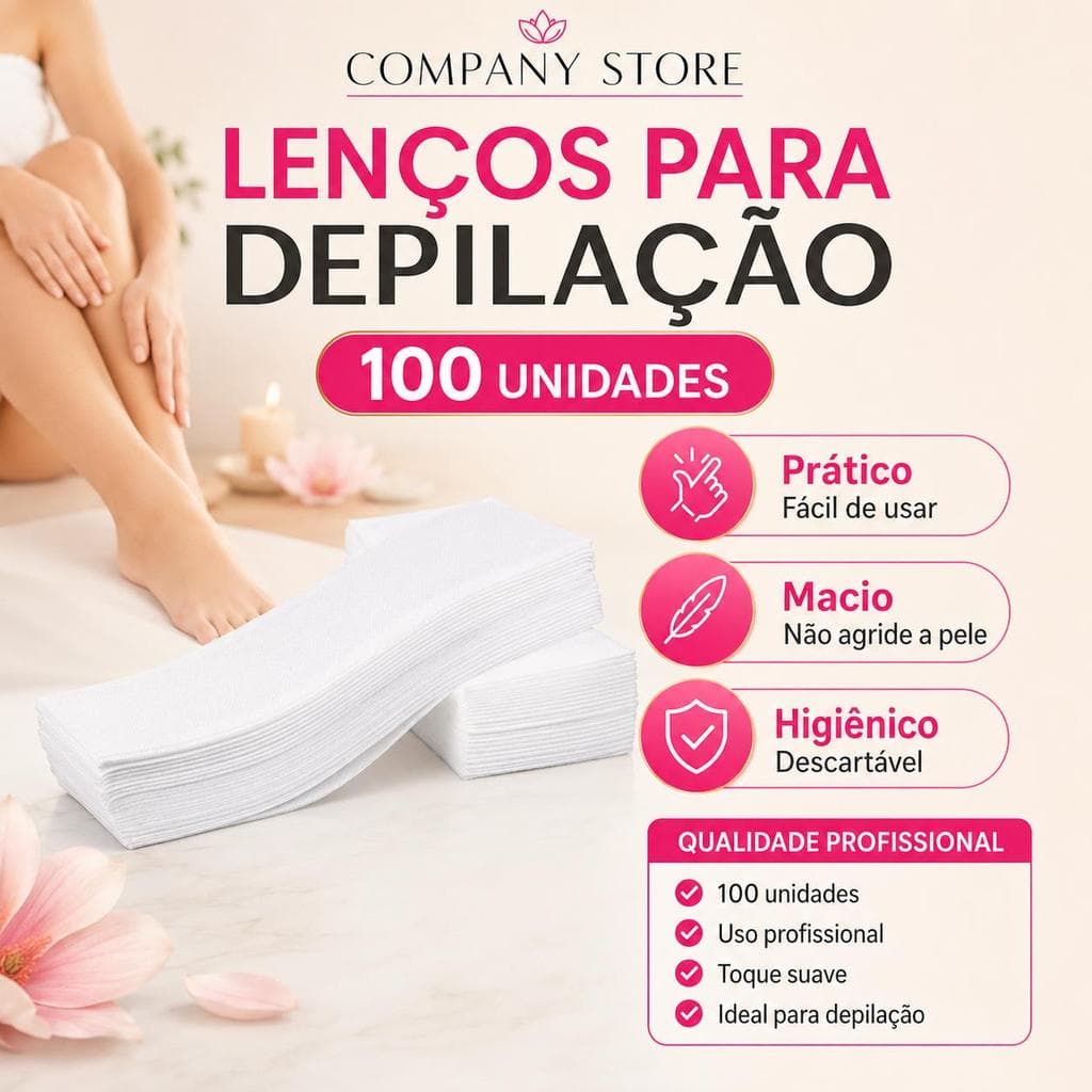 Kit 20/50/100 Pcs Lenços Descartáveis TNT para Depilação Resistente Não Rasga 23x7,2cm Cera Depilatória