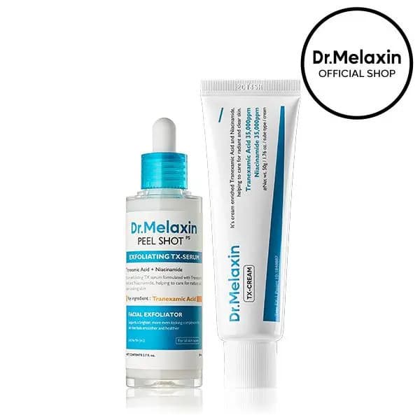 [Dr.Melaxin Oficial] Peeling Shot TX Duo para Manchas Escuras e Tom de Pele Irregular, Sérum Esfoliante & TX, Ácido Tran