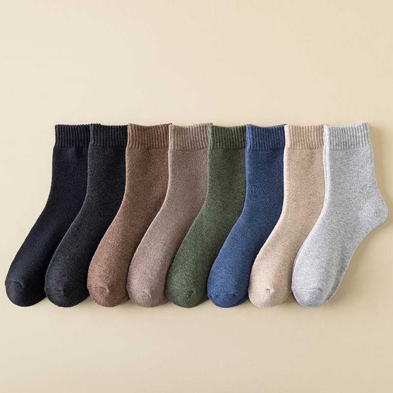 8 pares de meias felpudas, meias masculinas outono inverno espessadas e quentes de cano médio, meias soltas simples de c