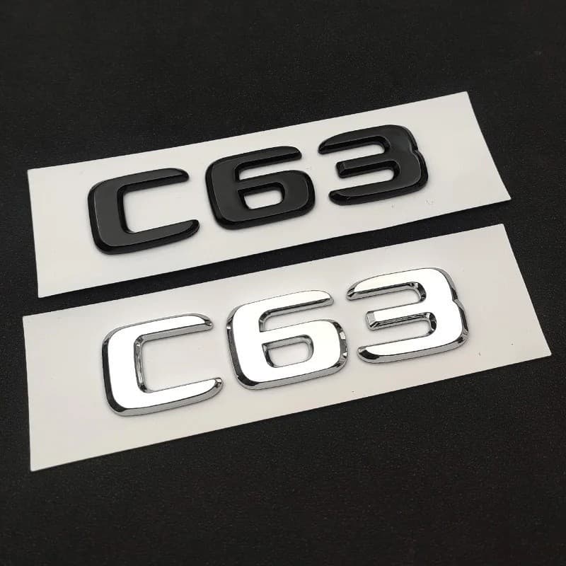 3d ABS Cromo Preto Logotipo C63 Emblema Letras Adesivo Tronco Traseiro Do Carro Para Mercedes Benz C63 AMG W204 W205 W20