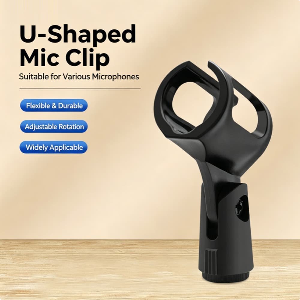 Suporte De Clipe De Microfone Em Forma De U Universal Adaptador Braçadeira Ajuste Sem Fio Portátil Com 180 ° Montagem De
