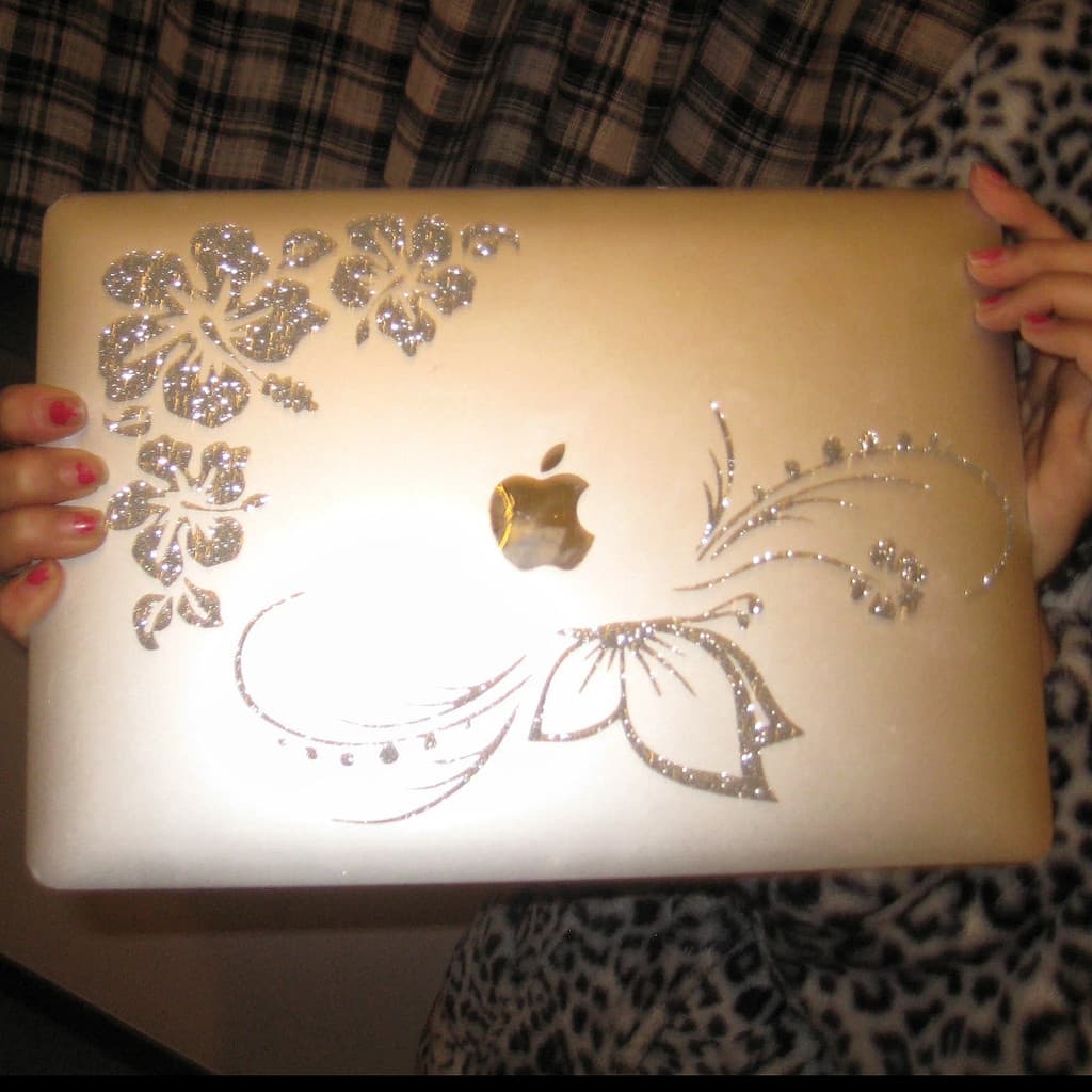 Blogger prata Strobe hibisco flor portátil Tablet Glitter adesivo ins estilo antigo Material decorativo adesivo