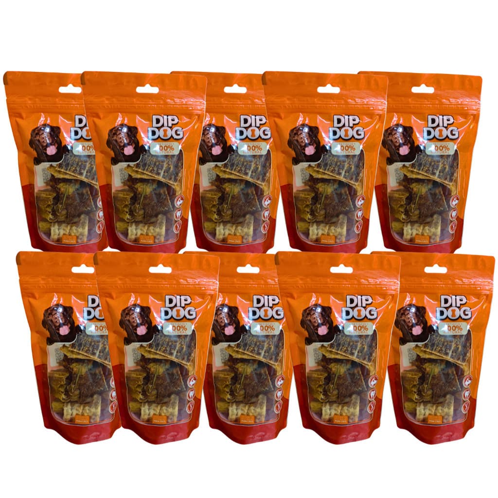 Petisco Dip Dog Mix 70g Bovino Desidratada Mordedor Cão Cachorrro orelha traqueia tendao