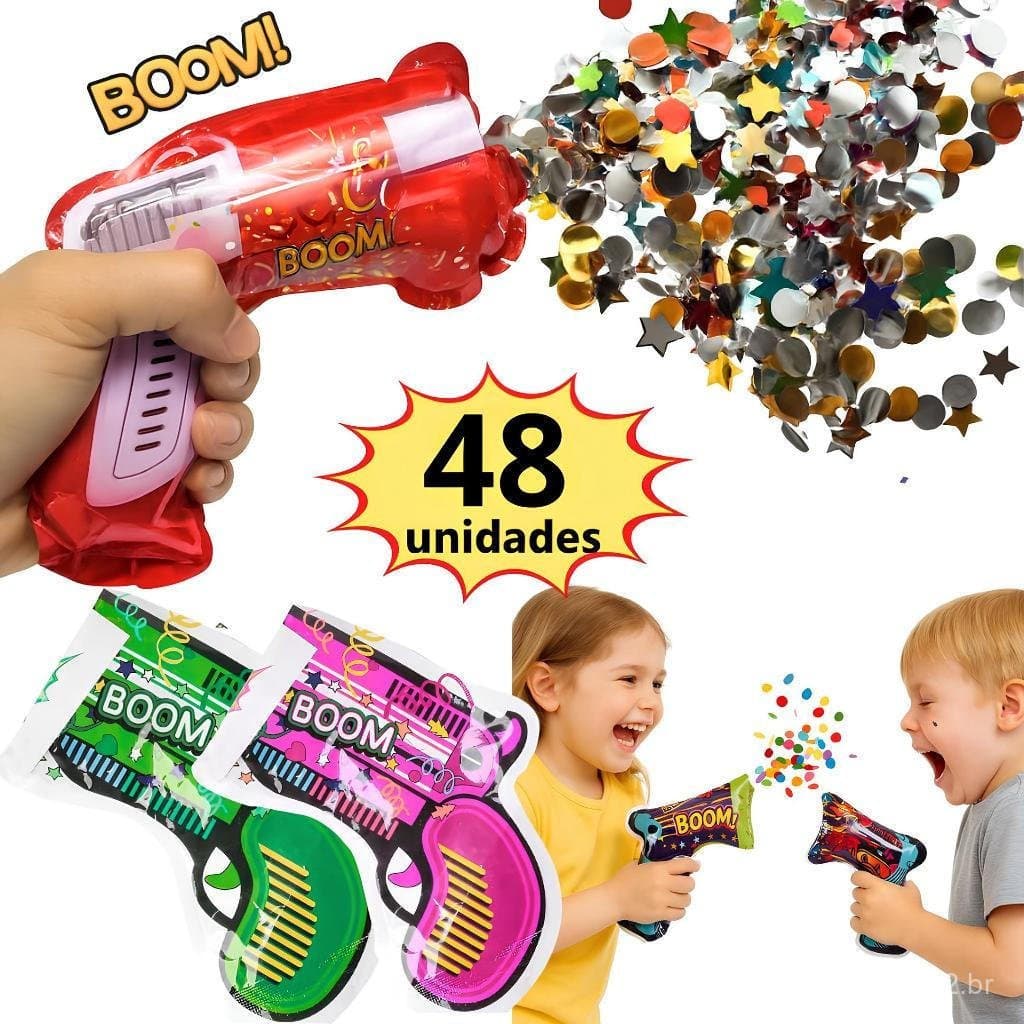 Brinquedo Guerra De Confete Infantil Tipo Guerra De Bexiga 12/24/36/48 Arminhas Inflável De Lança Confete