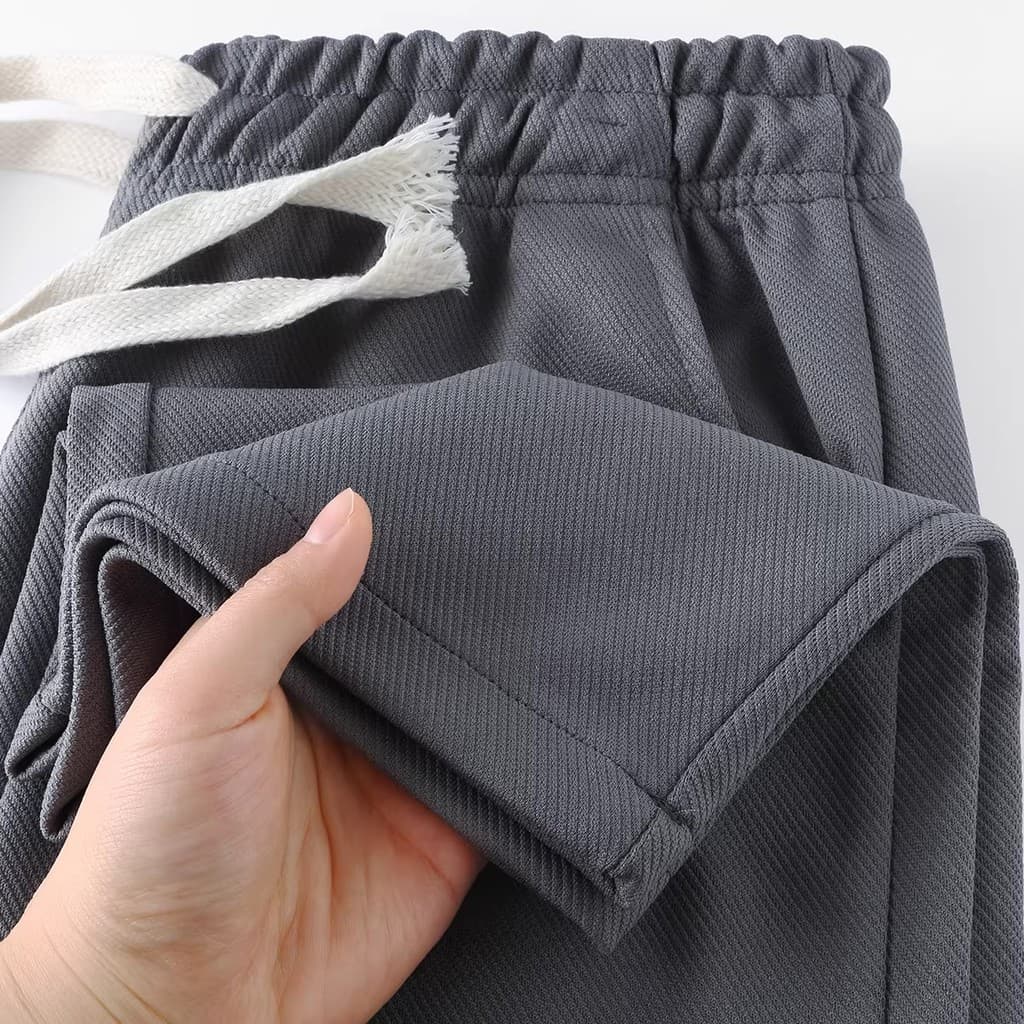 Estilo Casual Americano!Cinza escuro pesado solto Drape reta Sweatpants masculino feminino cor sólida All-Match La
