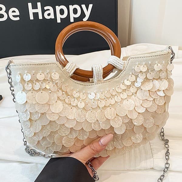 Elegante bolsa de ombro feita à mão com lantejoulas, bolsa de fada, bolsa transversal de nicho.