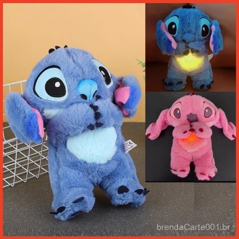 Kawaii Stitch Boneca De Pelúcia Som Calmante Para Dormir Com Airbag E Brinquedos Respiratórios