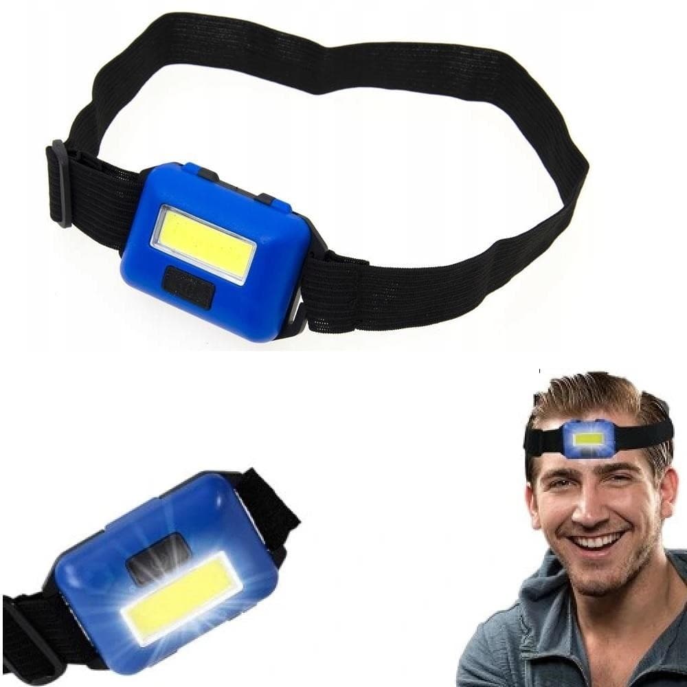 Lanterna Farol de Cabeça Multiuso Bike Moto Camping Trilha Pesca Corrida Sinalizador a Pilha Azul