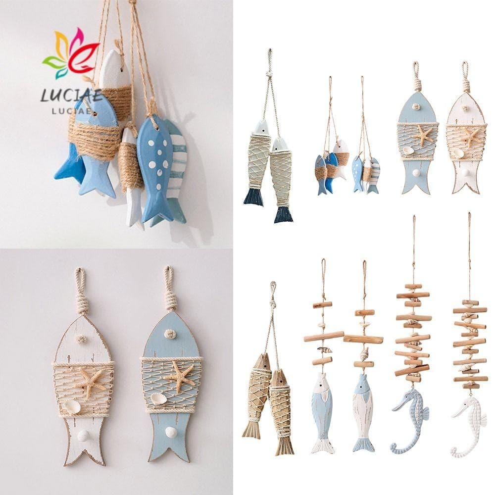 LUCIAE Pingente De Peixe , Decoração De Suspensão De Parede Mediterrânea , Estatueta De Escultura , Acessórios De Tema O