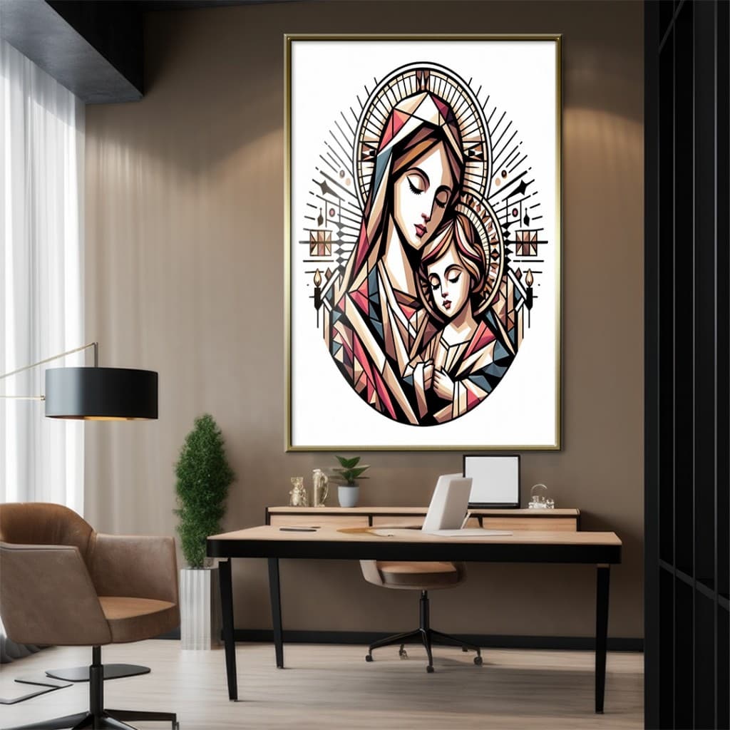 Quadro Decorativo GRANDE Alta Resolução Para Sala Quarto Escritório Quadro Maria e menino Jesus