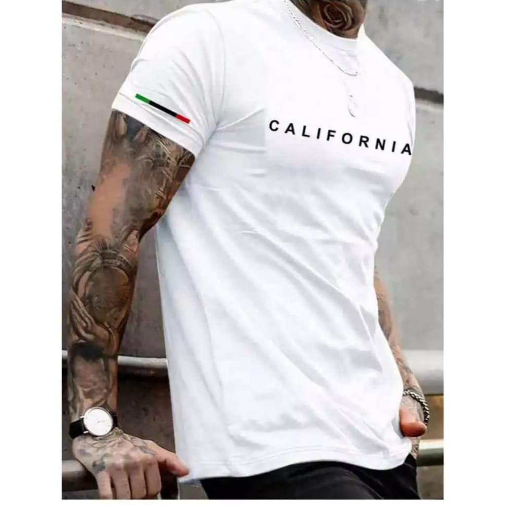 Camiseta Branca Masculina Camisa California Algodão