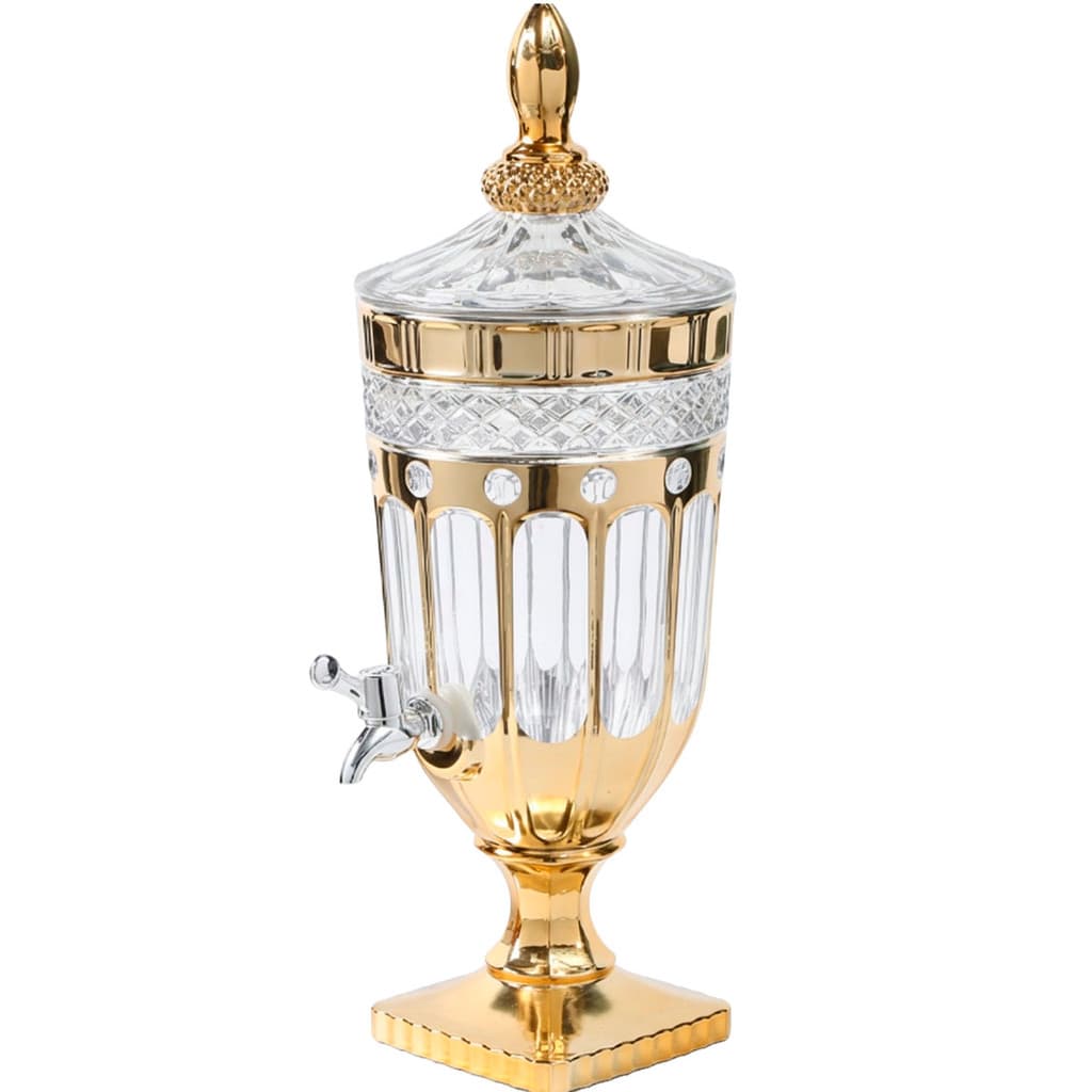 Suqueira de Vidro 3L ouro com Dispenser Decoração e Praticidade