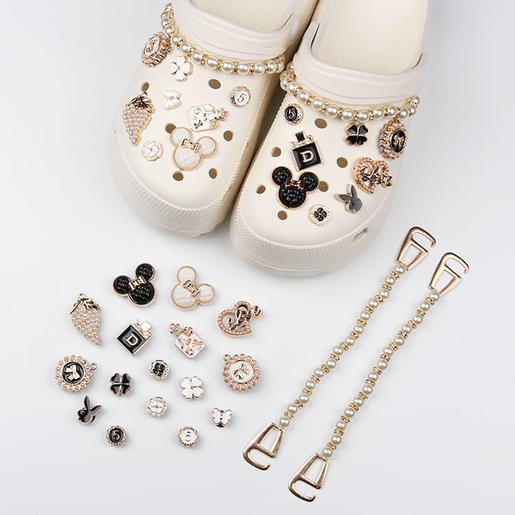 Acessórios para Sapatos DIY Conjunto de Acessórios para Sapatos Flor Acessórios para Sapatos com Corrente e Furo Charme,