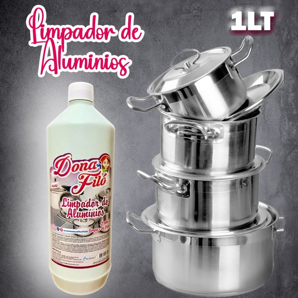 Limpador de Alumínio 1LT limpa Panelas e da Brilho Premium Envio Imediato