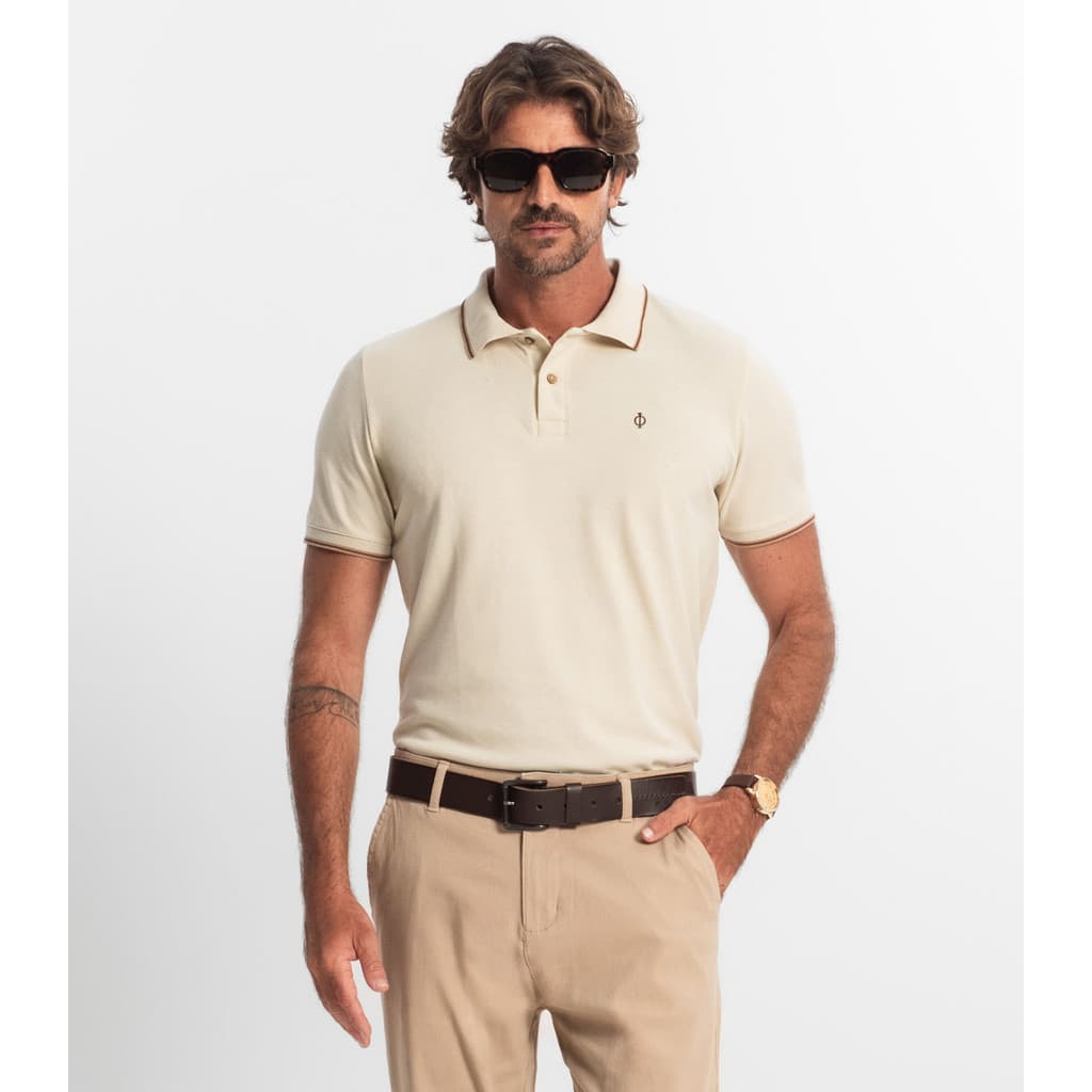 Camisa Polo Masculina Diametro Bege