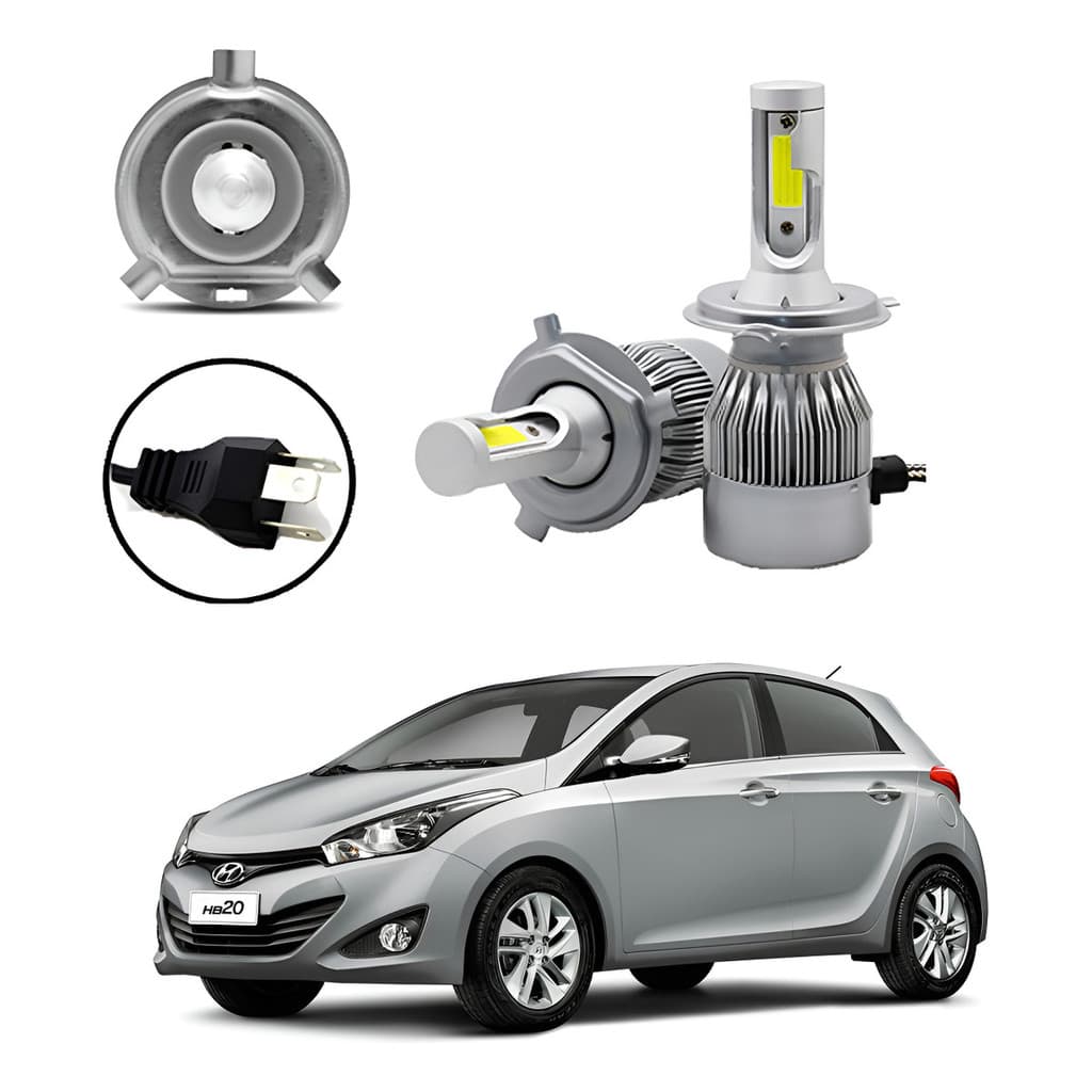 Kit Lâmpadas Super Led Farol Alto E Baixo Hb20 2012 2013 H4