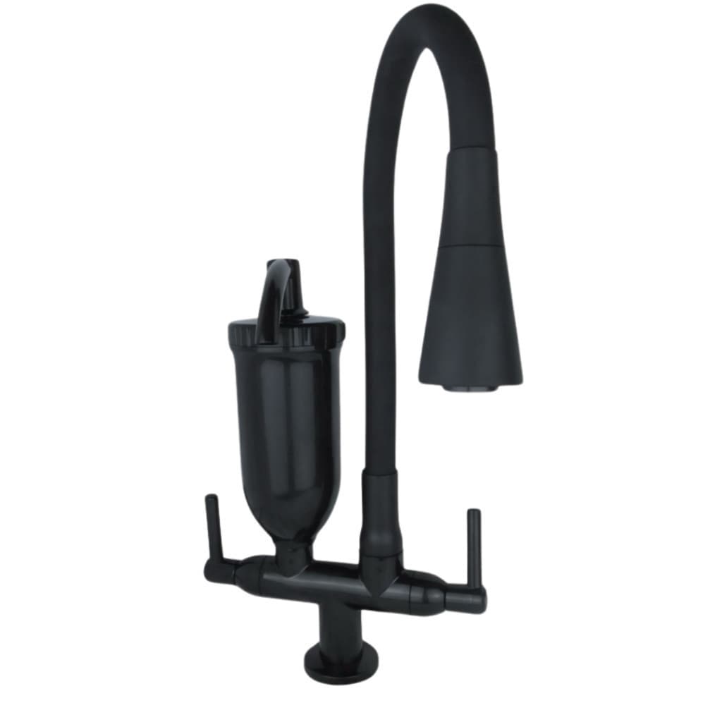 Torneira Filtro Bancada Cone Gourmet Flexível Cozinha Toda Preta 1/4v Preta