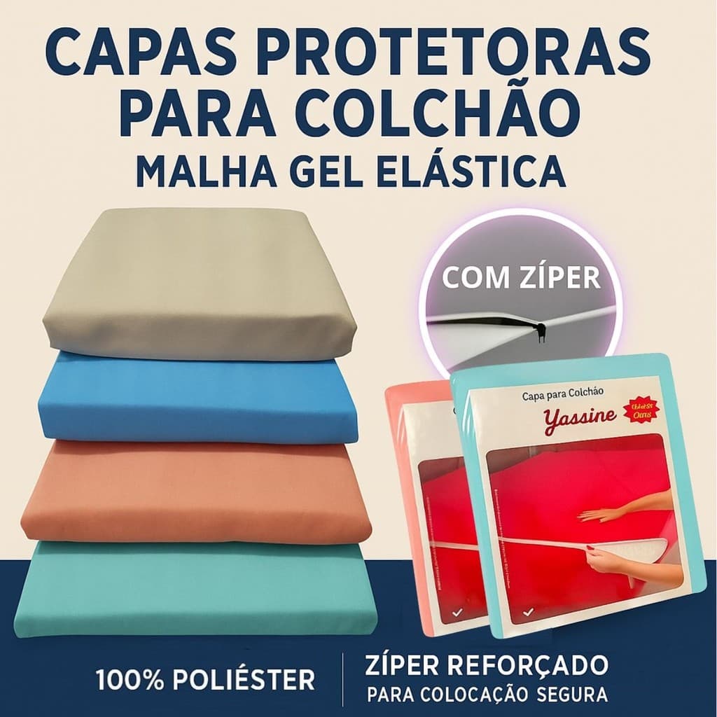 Capa Protetora de Colchão Solteiro Malha Gel com Ziper
