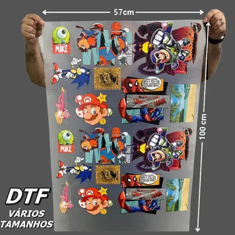 DTF FOLHA - Sua Arte Impressa Para Estampar Camisetas Tecidos DTF Personalizado 57 cm x 1 metro