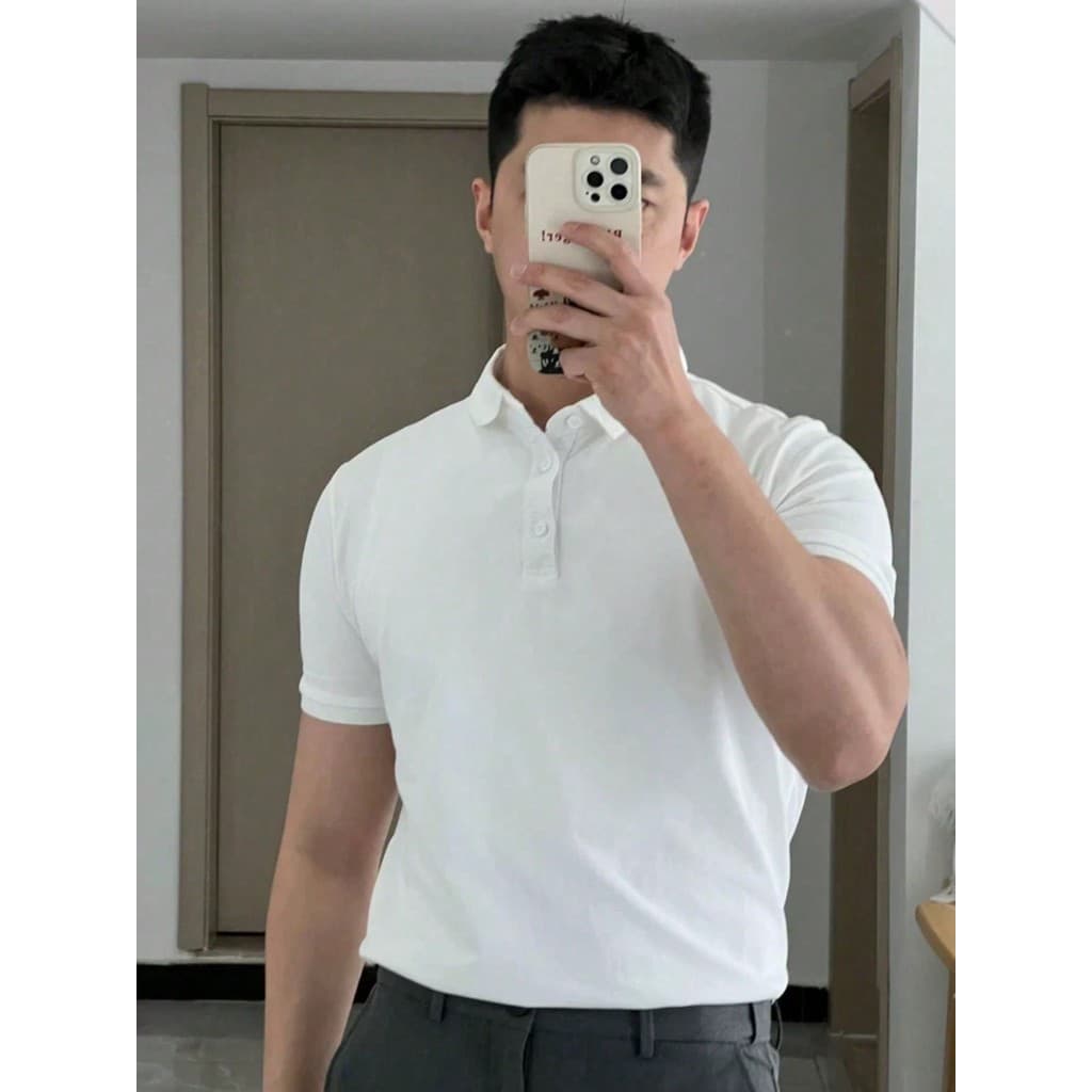 Camisa POLO Básica de Verão com Gola Clássica e Manga Curta Confortável e Respirável