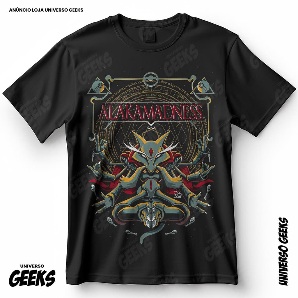 Camiseta Pokémon Alakazam Blusa Camiseta de Anime 100% Algodão